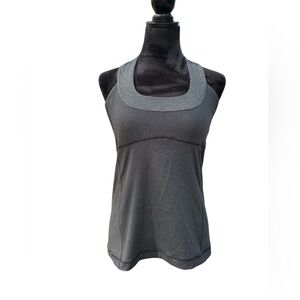 Lululemon Gray Racerback Tank Top w/ Built-In Bra Size 6-8 (Pit to Pit 17”)